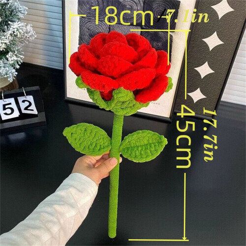 Ručně háčkovaná dekorace růže – výška 17,7 cm 1