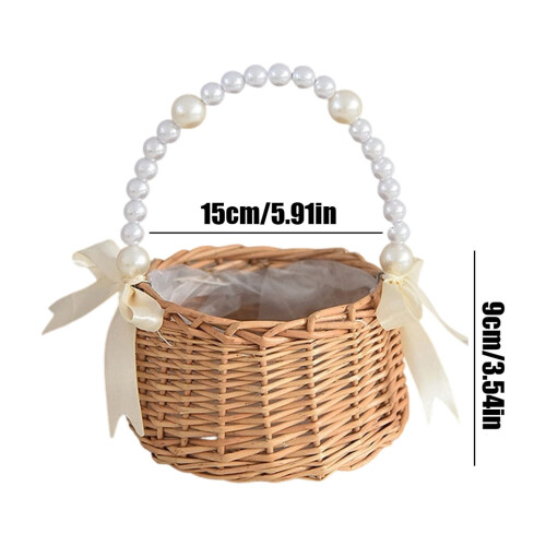 Small Wicker Flower Girl Basket with Handle 1