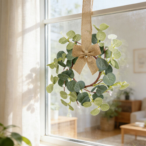 Artificial Eucalyptus Berry Wreath 3.2 in Green 1