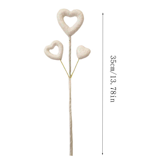 Glitterskum hjerteblomsterpinde – lyserøde, 33 cm, 1 stk. 1