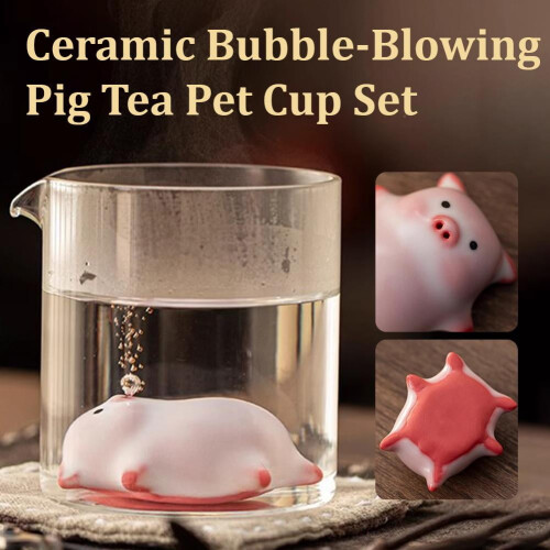Ceramic Bubble-Blowing Pig Tea Cup Set 2
