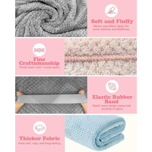 2 Pack Microfiber Hair Towel Wrap 100 x 60 cm 2