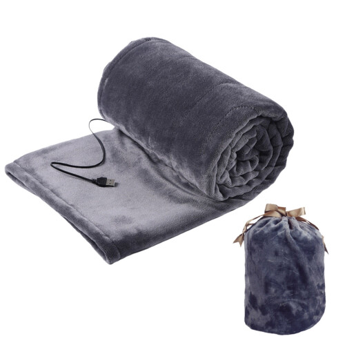 USB Heated Blanket Grey 5V Rechargeable Throw Shawl 1