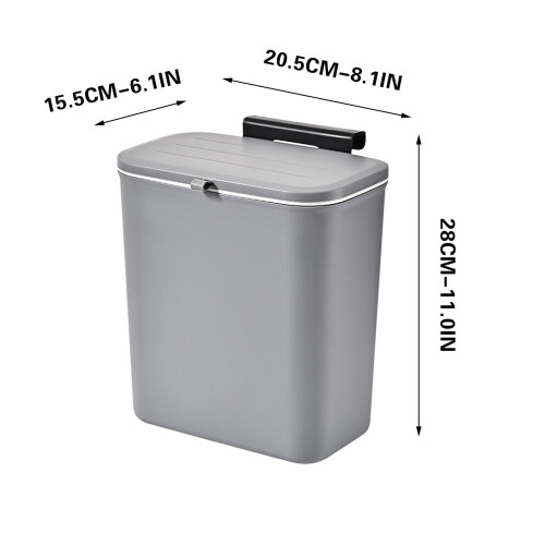 Wall-Mounted 8L Trash Can with Lid – Space-Saving, Leak-Proof, Odor-Control Flip Top, Rust-Proof Plastic Bin for Kitchen/Home/Office 1