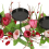 Arranjo floral de mesa com peônia rosa claro e 3 velas. 6