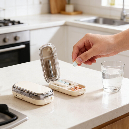 Adjustable Pill Cutter Splitter with Centering Device, Compatible with Small & Tiny Pills, Easy Storage 2