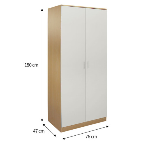 Comfy Living Oak/Cream High Gloss 2 Door Wardrobe 1