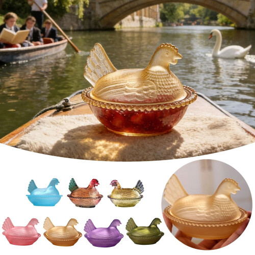 Chicken-Shaped Glass Storage Jar with Lid 1
