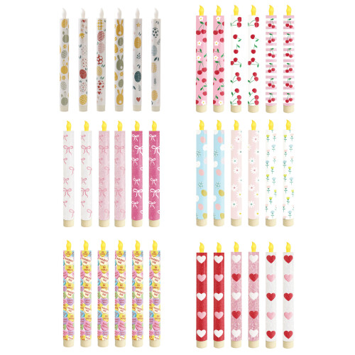 6PCS Elegant Printed Electronic Candle Timer Controlled-bow tie 1
