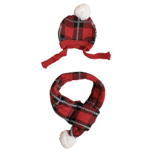 Conjunto de gorro y bufanda de punto para perros, ideal para climas fríos.