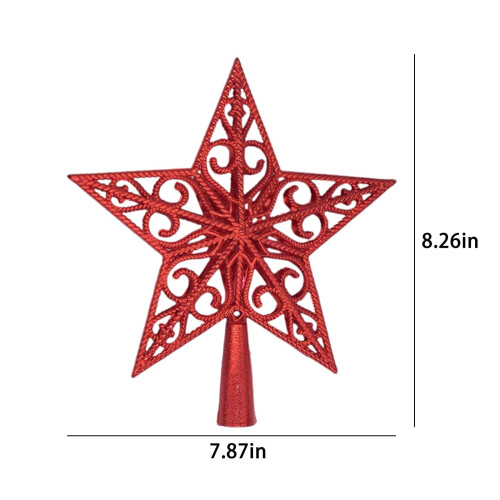 Christmas Hollow Star Tree Topper Red Shatterproof 2