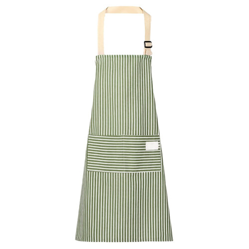 Grembiule da donna a righe in cotone e lino con due tasche,