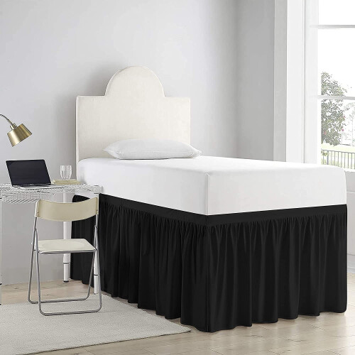 Extra Long Dorm Bed Skirt with 40" Ruffle Edge, Elastic, Easy Install – Gray, 1 Pc 1