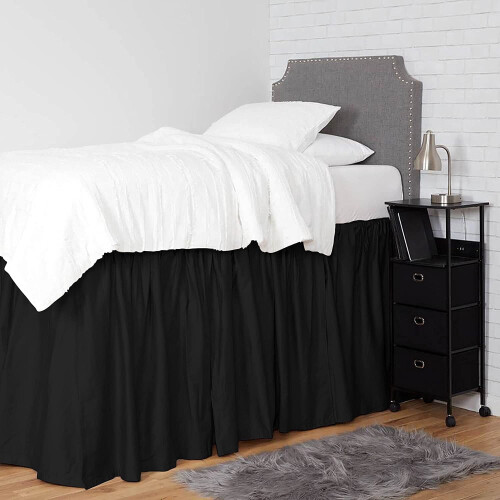 Extra Long Dorm Bed Skirt with 40" Ruffle Edge, Elastic, Easy Install – Gray, 1 Pc 2