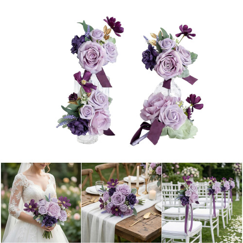 4PCS Artificial PVC Bridals Bouquets Set Beautiful Wedding-6 2