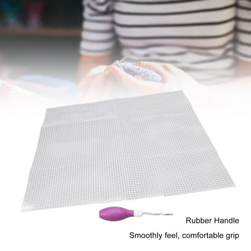 Hook and Loop Rug Kit 50x50cm with Latch Hook Tool Purple Rubber Handle Crafts 1
