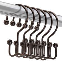 Crochets de rideau de douche en bronze, style minimaliste, en métal antirouille