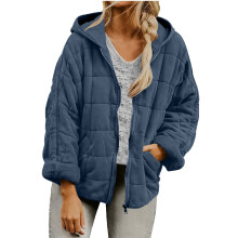 Cappotto da donna autunno/inverno con cappuccio in cotone e tasche – tinta unita, maniche lunghe, caldo e pratico