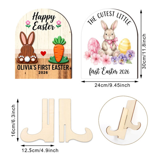 Wooden Easter Bunny Figurine Handcrafted 1PC 1