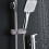 1PC Rectangular Pipe Shower Head Holder, Plastic Rotatable Adjustable Bracket with Sliding Sleeve for Height Adjustment, Compatible with Square 5