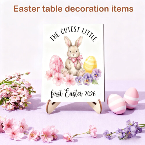 Wooden Easter Bunny Figurine Handcrafted 1PC 2