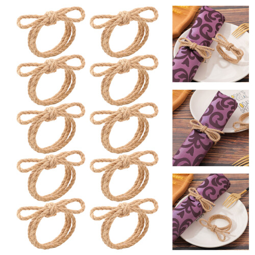 Anneaux de serviette multifonctionnels en corde de lin, 1
