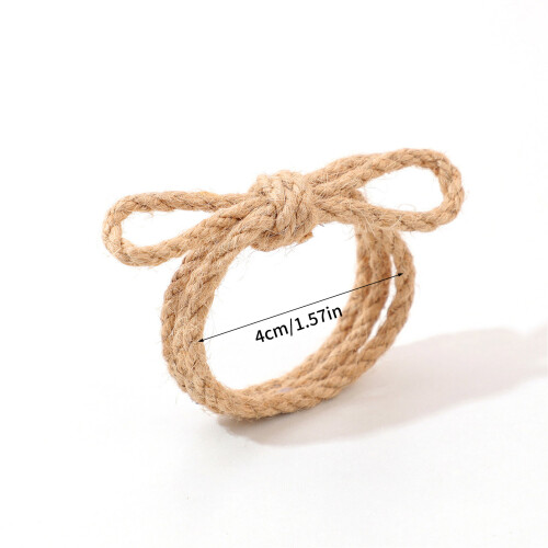 Anneaux de serviette multifonctionnels en corde de lin, 2