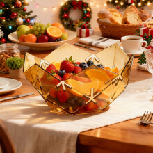 Plateau à fruits en plastique motif flocons de neige de Noël 26 x 26 x 13 cm