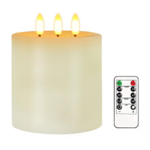 Bougies piliers LED sans flamme à 3 mèches en cire véritable