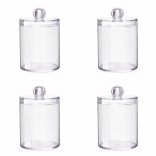 Clear Round Cotton Storage Jars with Lids (4-Pack)