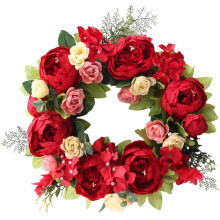 Silk Peony Wreath 13.7 in Indoor Outdoor Decor