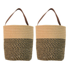 Rope Plant Basket Modern Woven Basket for-Yellow black trumpet