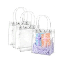 Sacchetti regalo in PVC trasparente impermeabile con manici (5,9" x 6,3" x