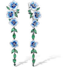 Ohrringe aus Sterlingsilber mit Pfingstrosenblüte, grünem Spinell und