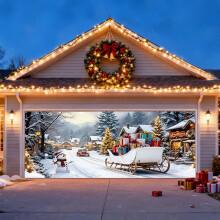 Christmas garage door cover snowman design82x188inch