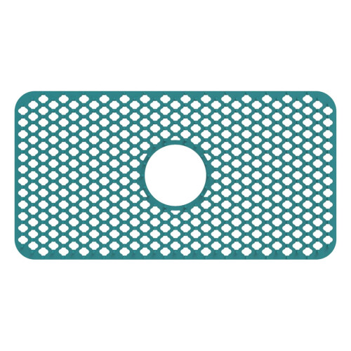 Protetor de pia de silicone verde 25x13 polegadas com ralo central