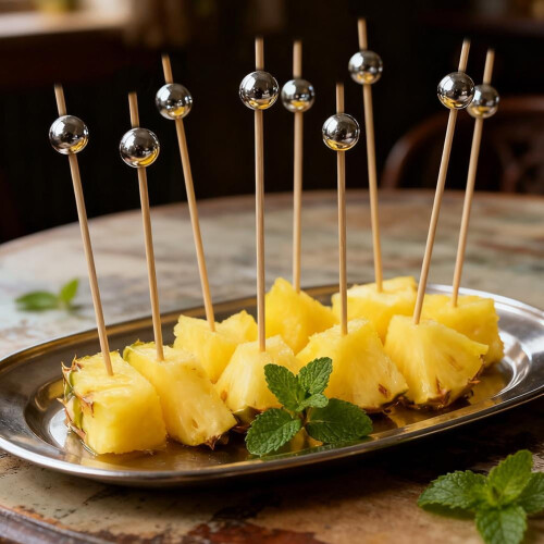 100 stuzzicadenti in legno per frutta con perline decorative 2