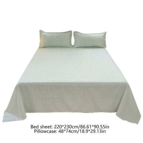 Ensemble de draps en coton lavé vert clair 3 pièces 2