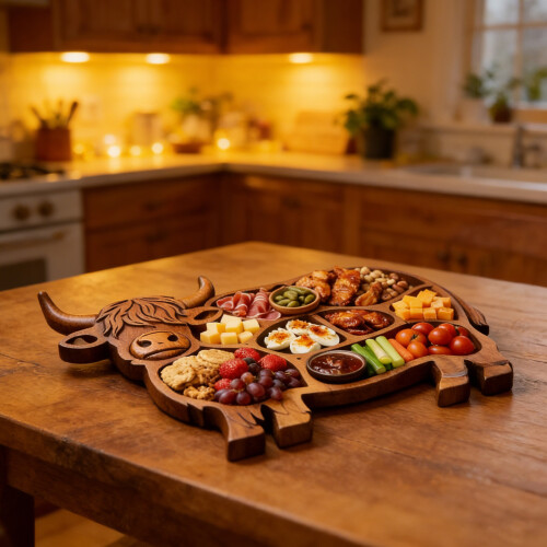 Serviertablett aus Holz mit Charcuterie-Brett im-B 2