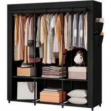 Portable Metal Wardrobe Organizer 50 Inch Black