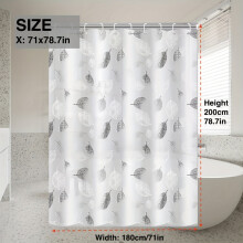 PEVA Leaf Pattern Shower Curtain with Plastic Hooks