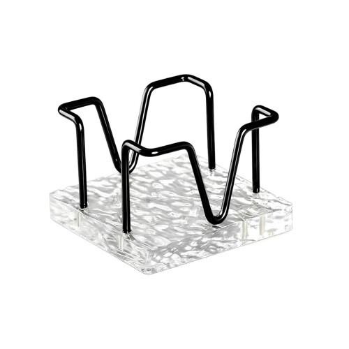 Iron Wire Note Stand with Acrylic Base Desktop Note-Black B