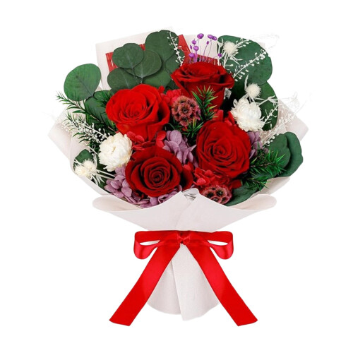 Gemischter Rosenstrauß, konservierte Kunstblumen, 1 Stück 1