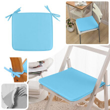 Liquidation ! Coussins carrés pour chaises d'extérieur 40 x 40 cm, imperméables, rembourrés de mousse, avec attaches, bleus – Compatibles avec