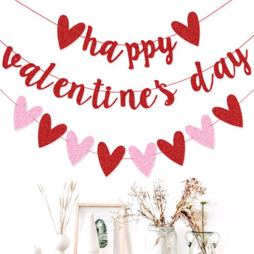 Valentínsky girlandový banner so srdiečkami 2