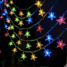 Cordão de luzes em formato de estrela, luzes de fada a bateria para Natal, casamento, aniversário, Dia dos Namorados, festa e quarto.