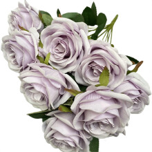 Bouquet de roses artificielles pour la Saint-Valentin (9 têtes), idéal pour la décoration de la maison, du bureau, des fêtes, des mariages et de
