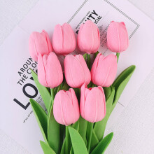 Bouquet de tulipes en soie artificielle rose (1 pièce) – Composition florale artificielle pour la maison, le bureau ou le centre de table –