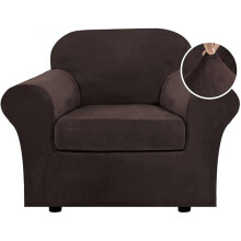 2-Piece Velvet Sofa Cover Set – Brown, for 1-Cushion Couch