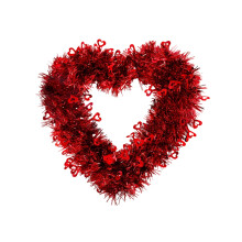 Red Glitter Heart Wreath Decoration for Valentine's Day